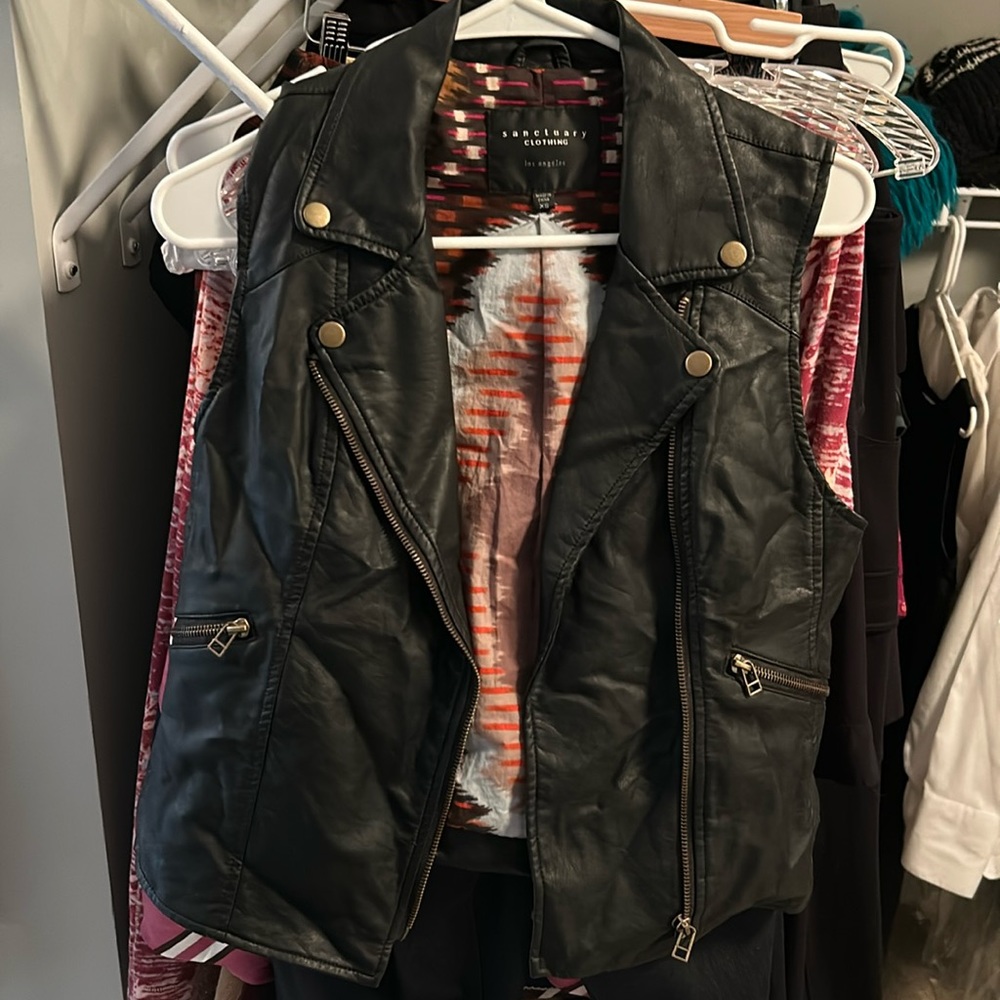 Sanctuary Clothing brand leather vest XS